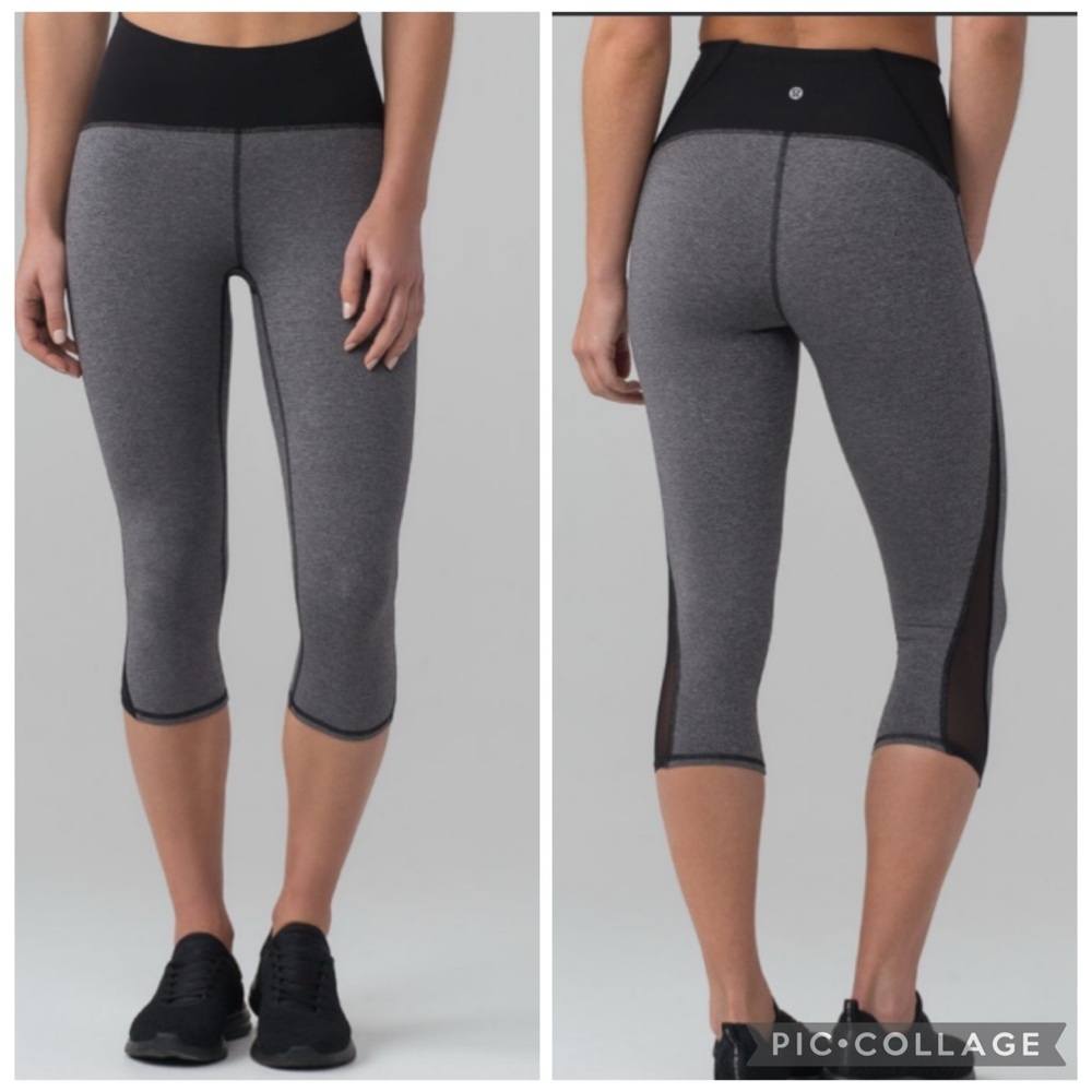 Lululemon Train Times Crop (17") Heathered Black / Black Size 6